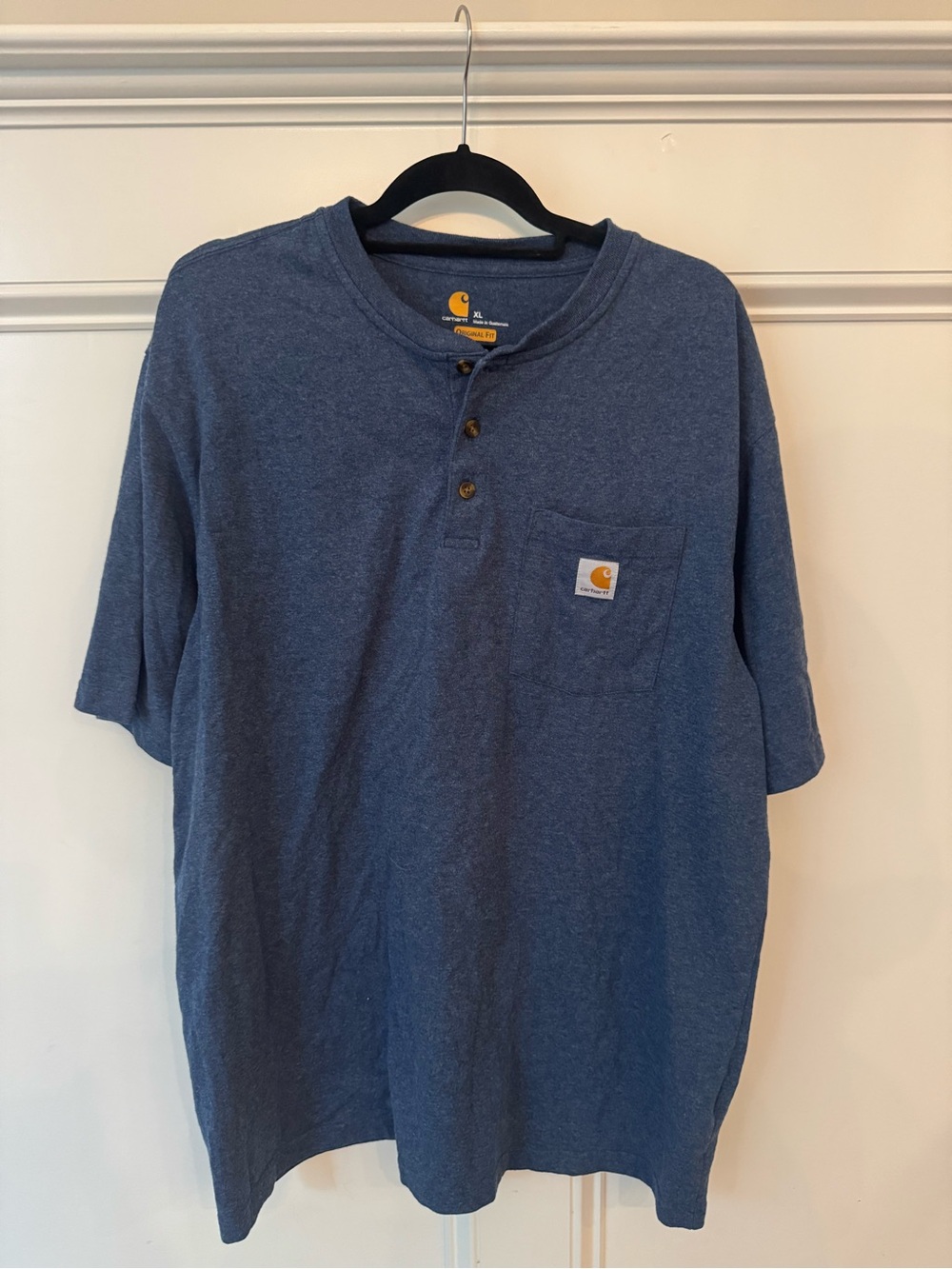 Carhartt Men's Navy Blue Henley Pocket Short Sleeve Shirt